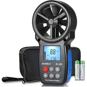 AIOMEST Digital Anemometer AI-100APP Wind Speed Measuring Device Android/iPhone Compatible W/Data Logging for Air Flow Velocity Wind Temperature Wind Chill Gauge Tester