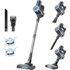 Cordless Vacuum Cleaner with Self-Standing, LED Screen Stick Vacuum Cleaners for Home, Lightweight Powerful Suction Vacuum, 6-in-1 Rechargeable Vacuum for Carpets, Pet Hair, Hardwood Floors