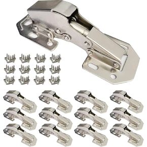 12-Pack Soft Close Hidden Hinges for Cabinet Doors, Slow Close Frameless Cabinet Hinges Concealed Surface Mount Hinges