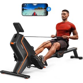 Magnetic Rowing Machines for Home (R05), Water Rowing (R10), 16 Levels of Quiet Resistance Foldable Compact Rowing Machine 350 LB Weight Capacity with Bluetooth, App Supported, Tablet Holder