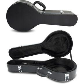 Ktaxon F-Style Mandolin Hard Case, Deluxe Leather Hard-Shell Carrying Case, Wooden Protective Case with Plush Interior