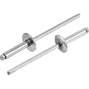 uxcell 25Pcs 5/32"x5/16" 304 Stainless Steel Large Flange Round Head Rivets, Large Cap Open End Blind Rivets for construction, automotive manufacturing, aerospace, shipbuilding (Silver)