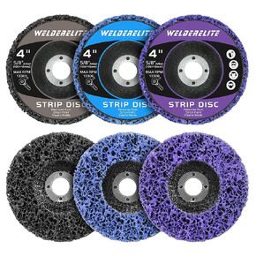 6-Pack Paint Stripper Discs for Angle Grinder, 4-1/2" x 7/8" - Multi-Surface Rust & Paint Removal Wheels, 2 Purple, 2 Blue, 2 Black Discs