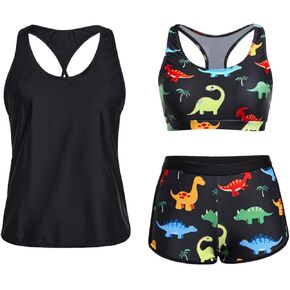 Yonique 3 Piece Athletic Tankini Swimsuits for Women with Shorts Swim Tank Tops with Sports Bra and Boyshorts Bathing Suits