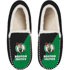 FOCO NBA Unisex-Adult Officially Licensed Color Block Primary Logo Sherpa Lined Moccasin Slippers