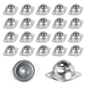1" Roller Ball Transfer Bearings 20Pcs, 360º 400Lbs Rotation Universal Roller Bearings, Carbon Steel Round Ball Casters Unit, Ball Bearing Rollers for Conveyor, Roller Stand, Transmission, Furniture