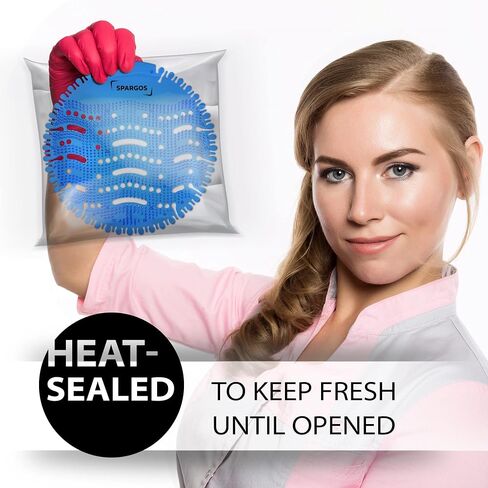Urinal Screen Deodorizer Mats (12 Pack) Cakes Pads Anti-Splash Toilet Smell Refresher protection for Bathroom Office Stadiums Schools with Free Gloves - 12pcs Blue Ocean Breeze in Saudi Arabia