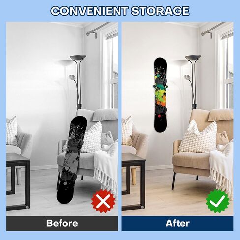 Snowboard Wall Mount Rack & Hanger - PU Rubber Snowboard Storage System with Wall Rack, Premium Snowboarding Accessories for Boards with Bindings, Space-Saving Home & Garage Organization Display Mount in Kuwait