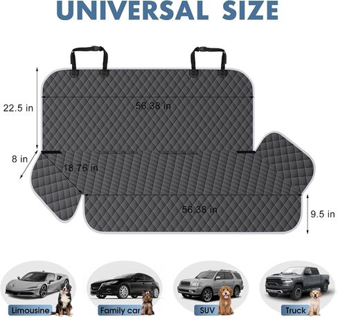 Backseat Cover for Dogs, Waterproof and Non-Slip Pet Bench Seat Covers, Car Seat Protector for Back Seat, Universal Size Rear Car Seat Cover Fits Cars, Trucks and SUVs, Black in Kuwait