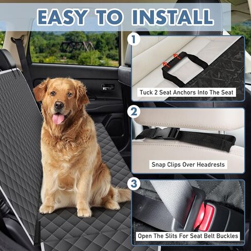 Backseat Cover for Dogs, Waterproof and Non-Slip Pet Bench Seat Covers, Car Seat Protector for Back Seat, Universal Size Rear Car Seat Cover Fits Cars, Trucks and SUVs, Black in Kuwait