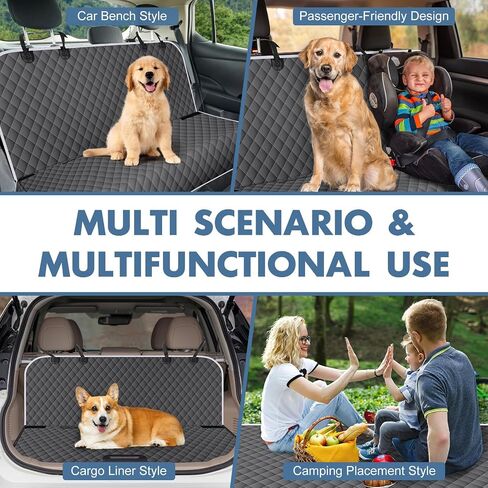 Backseat Cover for Dogs, Waterproof and Non-Slip Pet Bench Seat Covers, Car Seat Protector for Back Seat, Universal Size Rear Car Seat Cover Fits Cars, Trucks and SUVs, Black in Kuwait