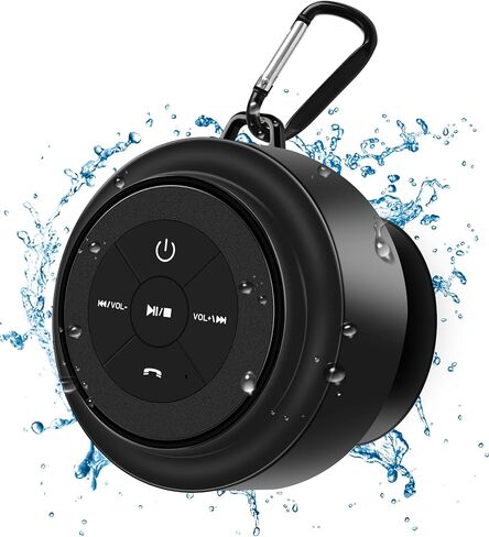 Bluetooth Shower Speaker, Portable Bluetooth Speakers, IP67 Waterproof Wireless Speaker with Suction Cup & Carabiner, Built-in Mic, True Wireless Stereo for Kayak, Beach, Gifts for Unisex in Saudi Arabia