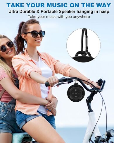 Bluetooth Shower Speaker, Portable Bluetooth Speakers, IP67 Waterproof Wireless Speaker with Suction Cup & Carabiner, Built-in Mic, True Wireless Stereo for Kayak, Beach, Gifts for Unisex in Saudi Arabia