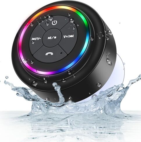 Bluetooth Shower Speaker, Portable Bluetooth Speakers, IP67 Waterproof Wireless Speaker with Suction Cup & Carabiner, Built-in Mic, True Wireless Stereo for Kayak, Beach, Gifts for Unisex in Saudi Arabia