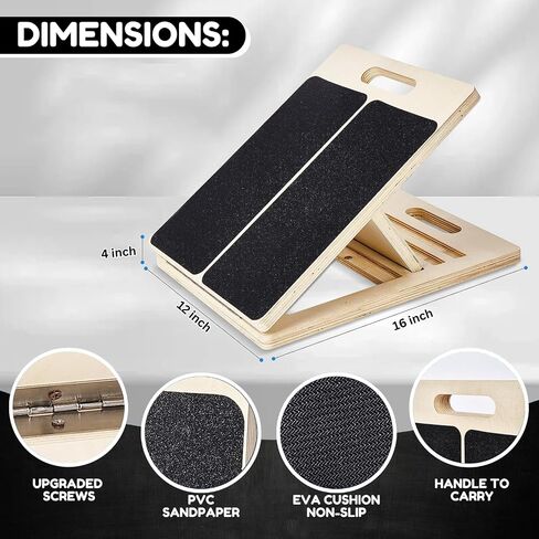 Wooden Slant Board for Calf Stretching - Adjustable Incline Exercise Stretcher for Ankle, Heel, Knees & Leg Mobility - Portable Wedge Equipment for Squats & Physical Therapy in Saudi Arabia