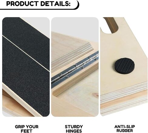 Wooden Slant Board for Calf Stretching - Adjustable Incline Exercise Stretcher for Ankle, Heel, Knees & Leg Mobility - Portable Wedge Equipment for Squats & Physical Therapy in Saudi Arabia