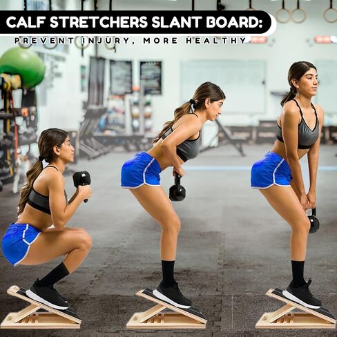 Wooden Slant Board for Calf Stretching - Adjustable Incline Exercise Stretcher for Ankle, Heel, Knees & Leg Mobility - Portable Wedge Equipment for Squats & Physical Therapy in Saudi Arabia