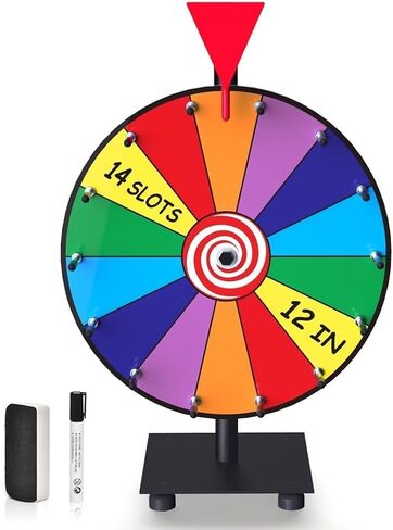 12-inch Spinning Prize Wheel - Heavy Duty Base with 14 Slots Color Tabletop Spinner - Spin The Roulette Wheel for Carnival, Trade Show, Win Fortune Spin Games in Saudi Arabia