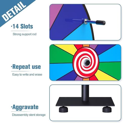 12-inch Spinning Prize Wheel - Heavy Duty Base with 14 Slots Color Tabletop Spinner - Spin The Roulette Wheel for Carnival, Trade Show, Win Fortune Spin Games in Saudi Arabia