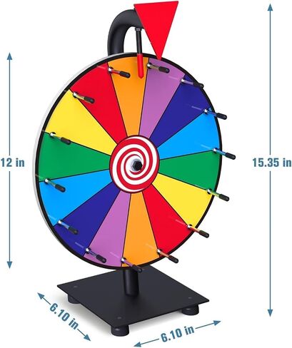 12-inch Spinning Prize Wheel - Heavy Duty Base with 14 Slots Color Tabletop Spinner - Spin The Roulette Wheel for Carnival, Trade Show, Win Fortune Spin Games in Saudi Arabia