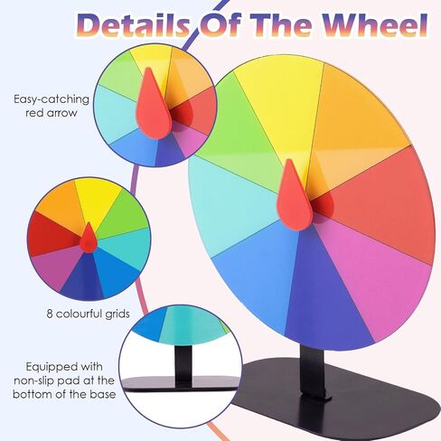 8 Inch Heavy Duty Spinning Prize Wheel - 8 Slots Color Tabletop Roulette Spinner of Fortune, with Dry Erase Marker and Eraser for Trade Show, Carnival, Win Fortune Spin Games in Kuwait
