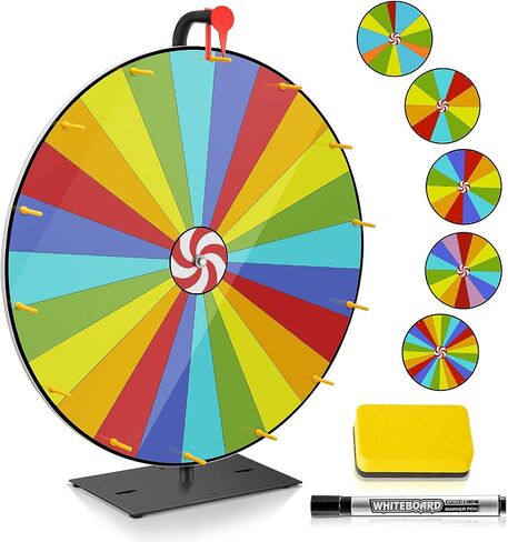 5 in 1 Color Prize Wheel - 24 Inch Wall Mounted or Tabletop Roulette Spinning Wheel, Heavy Duty Metal Base with Dry Erase Marker and Eraser for Trade Show, Carnival, Win Fortune Spin Games in Saudi Arabia