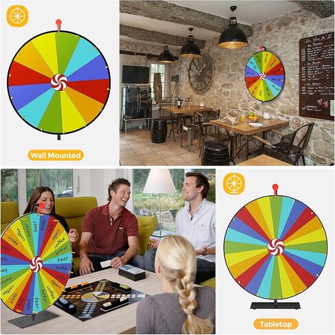 5 in 1 Color Prize Wheel - 24 Inch Wall Mounted or Tabletop Roulette Spinning Wheel, Heavy Duty Metal Base with Dry Erase Marker and Eraser for Trade Show, Carnival, Win Fortune Spin Games in Saudi Arabia