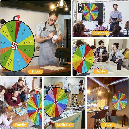 5 in 1 Color Prize Wheel - 24 Inch Wall Mounted or Tabletop Roulette Spinning Wheel, Heavy Duty Metal Base with Dry Erase Marker and Eraser for Trade Show, Carnival, Win Fortune Spin Games in Saudi Arabia