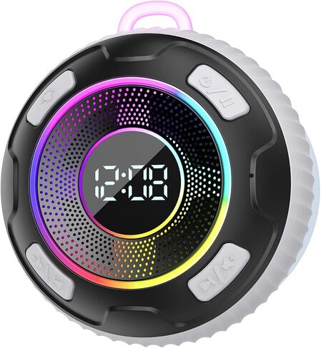 Bluetooth Shower Speaker, 2024 Portable Speakers Bluetooth 5.3 IPX7 Waterproof Wireless Speaker with LED Light, 360° Sound Mini Portable Speaker with Suction Cup and Hand Free Mic for Bathroom/Outdoor in Saudi Arabia