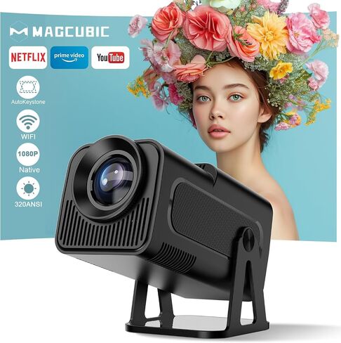 [Netflix-Licensed] Smart Projector 4k Support HY320 NTV Android13 Officially TV Apps,Voice Asssistant 1080P Native/Optical Resolution 320ANSI 5GWifi Movie Portable Projector for Home Theater/Outdoor in Saudi Arabia