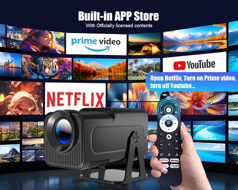 [Netflix-Licensed] Smart Projector 4k Support HY320 NTV Android13 Officially TV Apps,Voice Asssistant 1080P Native/Optical Resolution 320ANSI 5GWifi Movie Portable Projector for Home Theater/Outdoor in Saudi Arabia