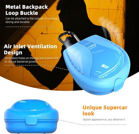 BVN Mouthguard Case Sports, Specialized Football and Basketball Mouthguard Cases, Students, Adults and Seniors Universal Sports Mouthguard Case Bule in Kuwait