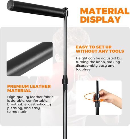 شريط دوار منعكس بار ملاكمة دوار، مجموعة ملاكمة حمراء، مدرب قابل للتعديل، مناسب لعمر 3-6 سنوات مع قفاز أحمر in Kuwait