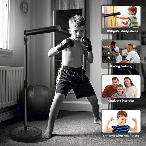 شريط دوار منعكس بار ملاكمة دوار، مجموعة ملاكمة حمراء، مدرب قابل للتعديل، مناسب لعمر 3-6 سنوات مع قفاز أحمر in Kuwait