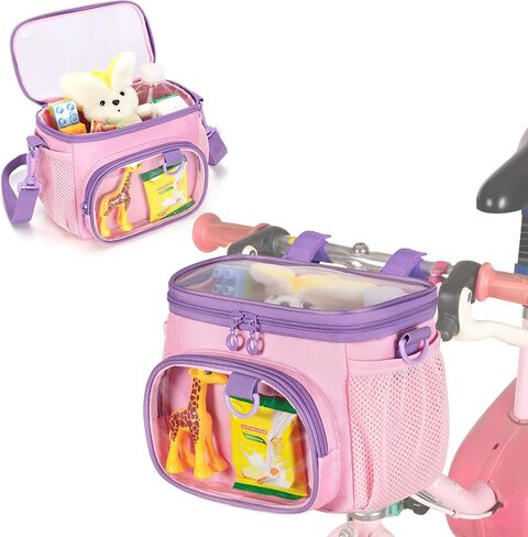 Bike Basket Front Kids, Bicycle Basket, Cute Bike Accessories Fit Most of Handlebar, Tricycle, Scooter Bag for Girls and Boys with Shoulder Strap in Kuwait