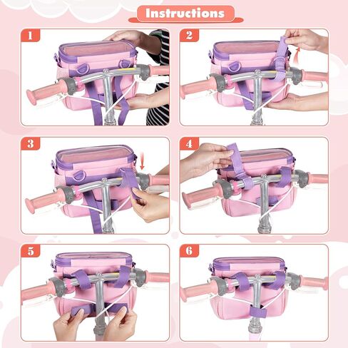 Bike Basket Front Kids, Bicycle Basket, Cute Bike Accessories Fit Most of Handlebar, Tricycle, Scooter Bag for Girls and Boys with Shoulder Strap in Kuwait