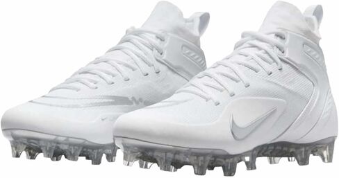 حذاء Nike الرجالي Alpha Huarache8 Elite Lax Lacrosse Cleats أبيض/فضي #CW4440-100 - مقاس الرجال 9.5 in Saudi Arabia