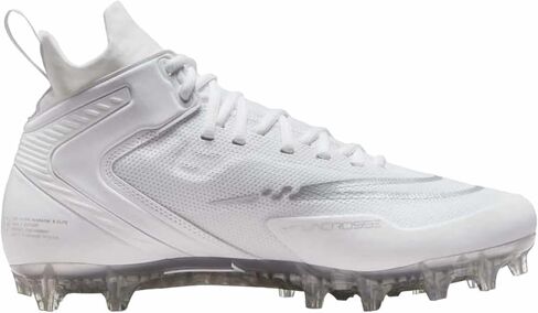 حذاء Nike الرجالي Alpha Huarache8 Elite Lax Lacrosse Cleats أبيض/فضي #CW4440-100 - مقاس الرجال 9.5 in Saudi Arabia