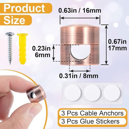3Pcs Cable Anchors for Desk, Gun Metal Cord Anchors Holder Aluminum Wire Organizers Adhesive Adjustable 2-in-1 Cord Clips Charger Cable Management for Nightstand Office Home Desktop Wall in Saudi Arabia