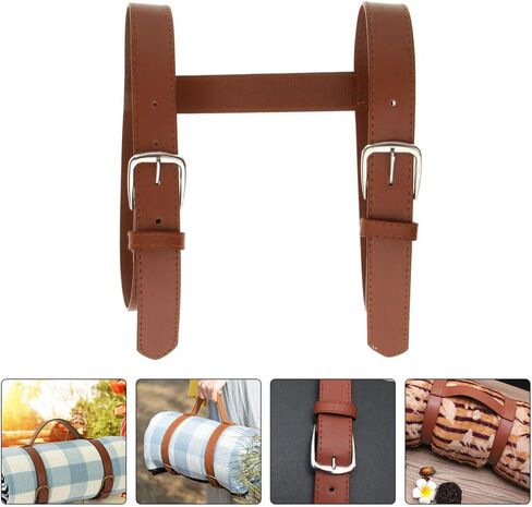 Amosfun 3 قطع من جلد البولي يوريثان للحمل لبطانيات النزهة: حزام قابل للتعديل للسفر والاستخدام الخارجي لحمل سجادة السفر in Kuwait