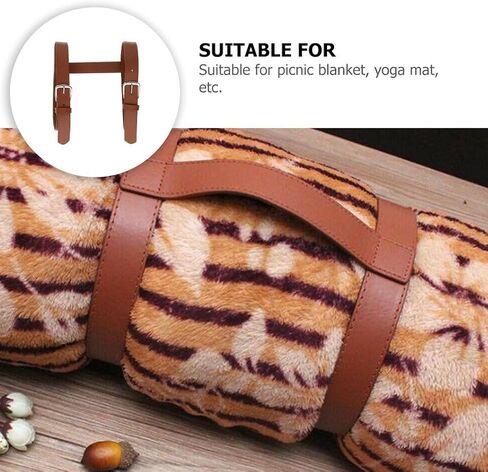 Amosfun 3 قطع من جلد البولي يوريثان للحمل لبطانيات النزهة: حزام قابل للتعديل للسفر والاستخدام الخارجي لحمل سجادة السفر in Kuwait