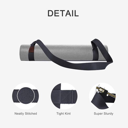 HiinHouse Yoga Mat Strap, Easy-Cinch Yoga Mat Sling, Premium Adjustable Cotton Yoga Mat Carrier, Multiple Color Choices (Yoga Mat not Included), 03.Dark gray in Saudi Arabia