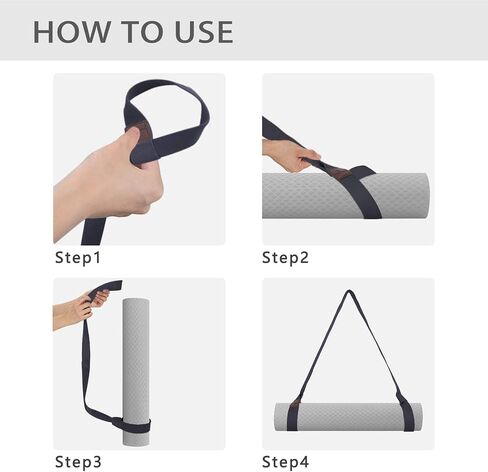 HiinHouse Yoga Mat Strap, Easy-Cinch Yoga Mat Sling, Premium Adjustable Cotton Yoga Mat Carrier, Multiple Color Choices (Yoga Mat not Included), 03.Dark gray in Saudi Arabia