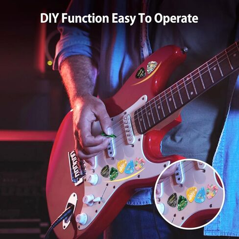 LEKATO Guitar Pick Holder Case with 20Pcs Guitar Picks, PU Leather Plectrums Guitar Picks Case with Lanyard, Guitar Picks Mesh Pocket for Guitar Accessories,Gifts for Guitar Lovers in Saudi Arabia