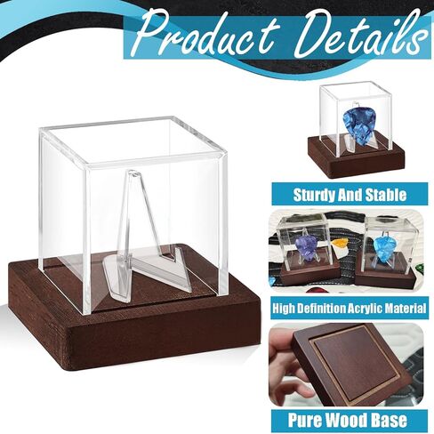 علبة عرض اختيار الجيتار من الأكريليك مع حامل اختيار الجيتار بقاعدة خشبية لاختيار الجيتار القابل للجمع in Kuwait