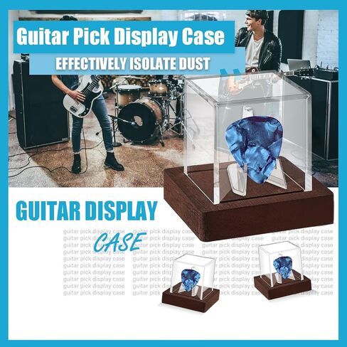علبة عرض اختيار الجيتار من الأكريليك مع حامل اختيار الجيتار بقاعدة خشبية لاختيار الجيتار القابل للجمع in Kuwait