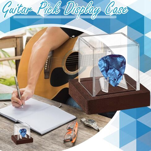 علبة عرض اختيار الجيتار من الأكريليك مع حامل اختيار الجيتار بقاعدة خشبية لاختيار الجيتار القابل للجمع in Kuwait