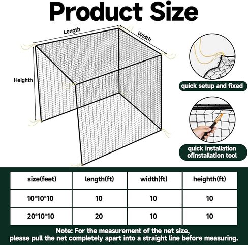 Portable Baseball Batting Cage Net with Bag,10Feet Baseball Batting Practice Net with 3 Pack Rope and 2 pcs Installation Tools,Batting Cages for Backyard,Heavy Duty Ball Netting Golf Hitting Net in Saudi Arabia