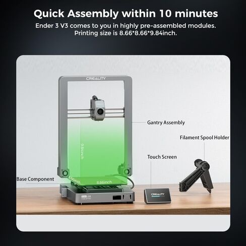 Official Creality Ender 3 V3 3D Printer with 600mm/s Printing Speed, Upgraded with Core XZ Motion System Clog-Free Extrusion 60W 300℃ Hotend Heater Auto Leveling Build Volume 8.66x8.66x9.84 inch in Saudi Arabia