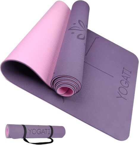 Yoga mats for home workout. Non slip yoga mat with strap. Thick yoga mats for Women and Men. Pilates mat ideal for Fitness and gym. Exercise mat thick. Yoga mat thick. Workout mat. Yoga matt in Saudi Arabia